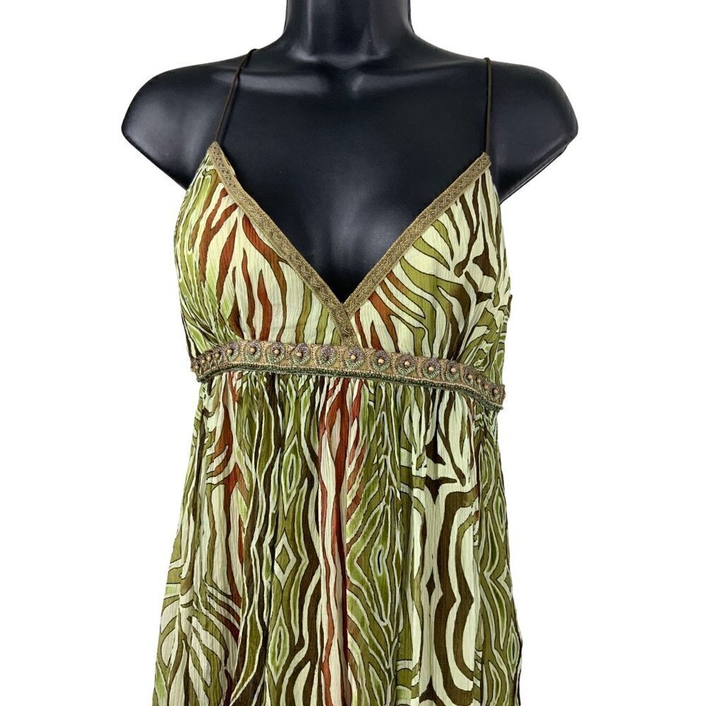 Nicole Miller womens silk Baby doll look layered tiered dress size 6 Greens